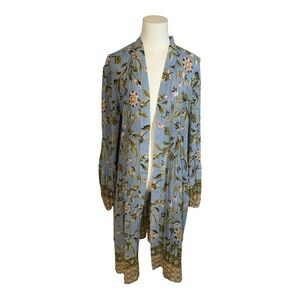 DR2 Delilah Floral Kimono Cover-Up Cardigan Sky Blue size M L Medium Large Beach